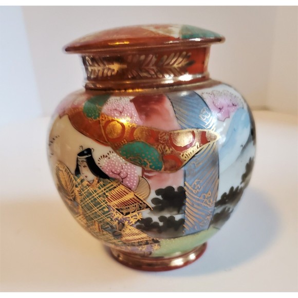 A Vintage Hand Painted Japanese Porcelain Ginger Jar I E & C Co Japan As-Is - Picture 1 of 12
